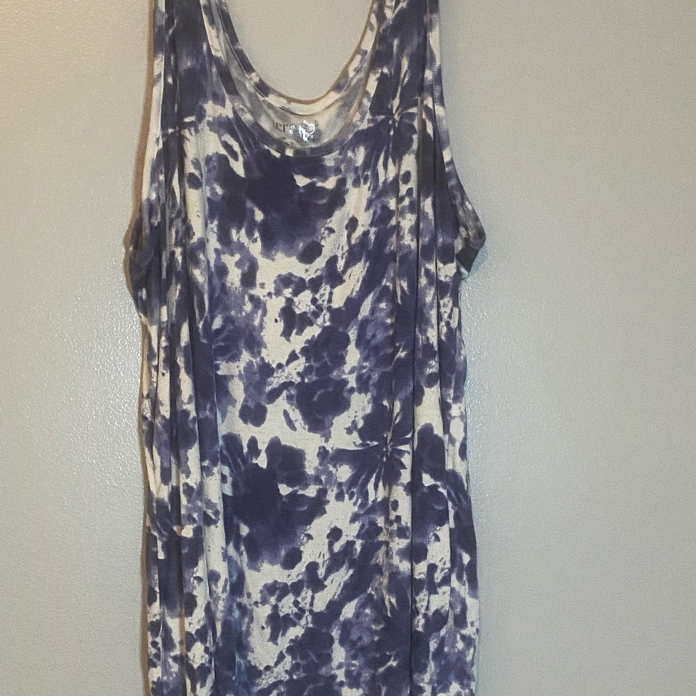 Terra & Sky blue & white tie die tank top, 4X, NWOT